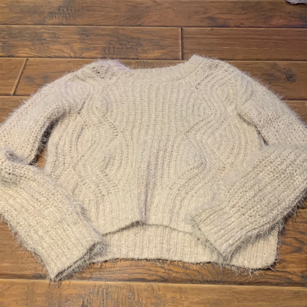 cream fuzzy sweater